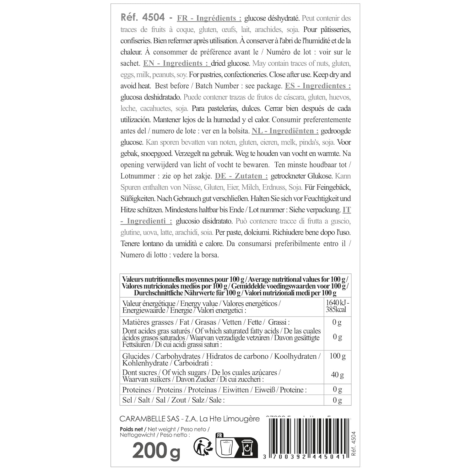 Scrapcooking Dörrte Glukoza, 200 G Słodziki Naty Shop