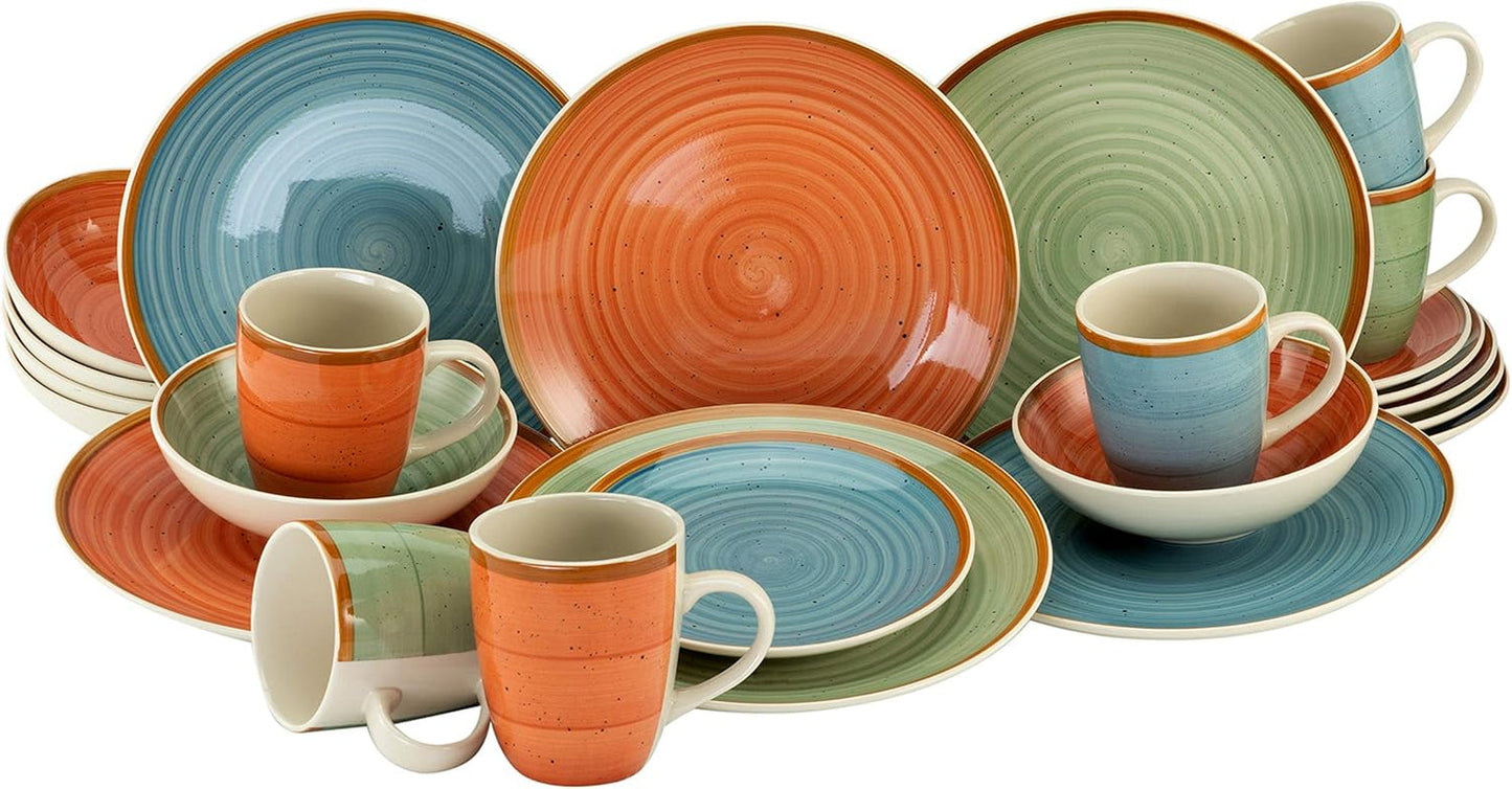 CreaTable, 22851, seria COUNTRY, 24-częściowy zestaw naczyń obiadowych dla 6 osób, usługa łączenia porcelany, można myć w zmywarce i używać w kuchence mikrofalowej, jakość produkcji