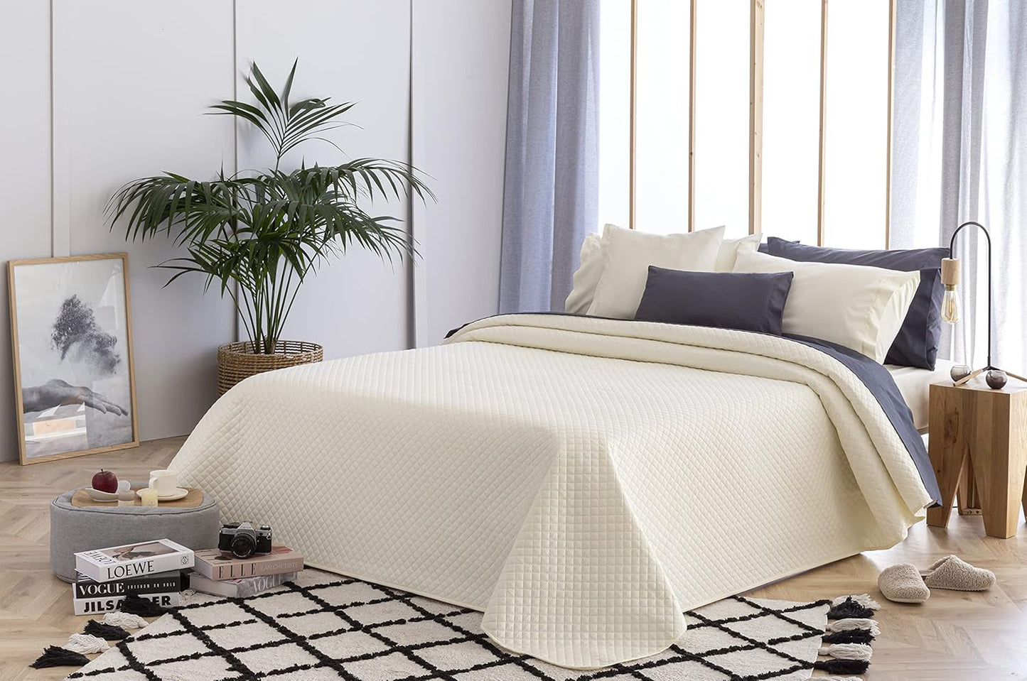 Todocama Fine Boutique Narzuta z wzorem w romby Wiosna Lato Jesień Zima 100% wyjątkowo miękka wielofunkcyjna narzuta z mikrofibry 105-200 X 260 cm Beżowe Łóżka i koce Besuche den Todocama-Store Beżowy Cama 105 - 200X260 cm