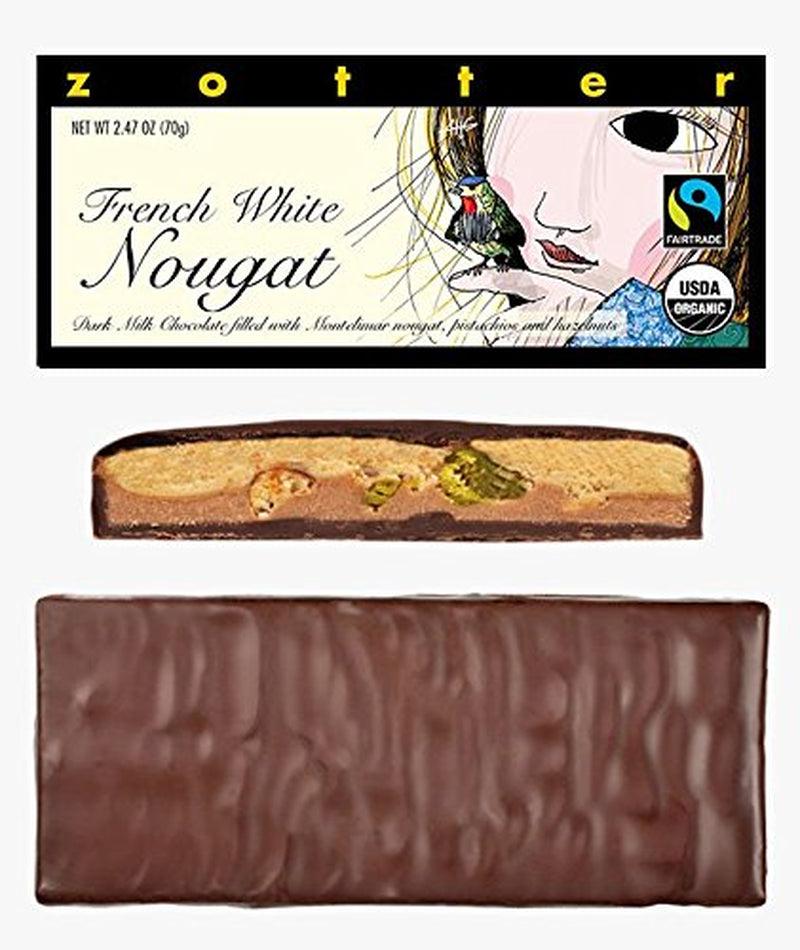 Czekolada mleczna i nugat francuski, ręcznie robione (70 g) - Bio