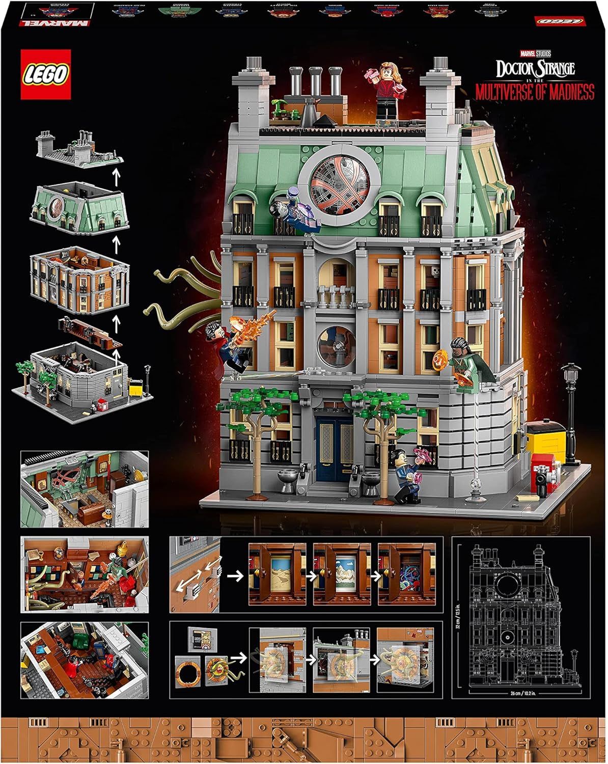 LEGO Marvel Sanctum Sanctorum 3-piętrowy modułowy zestaw do budowania z minifigurkami Doktora Strange'a i Iron Mana Avengers: Endgame Dom zabawkowy Fan Kolekcjonerski Świetny wystrój pokoju 76218 Zestawy do budowania Kup w sklepie LEGO