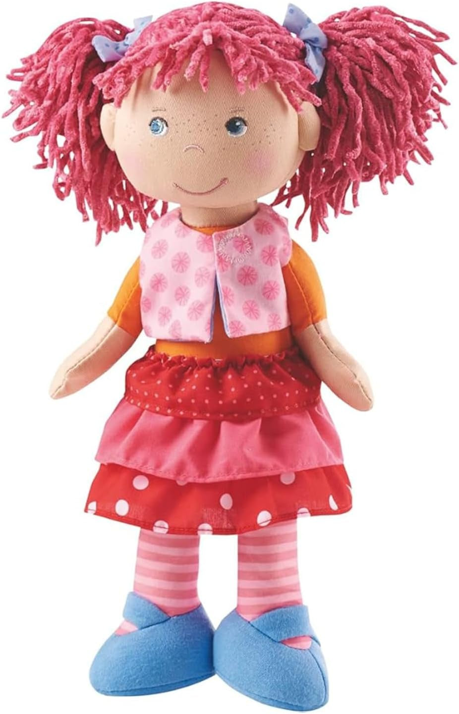 Lalka HABA Lily Lou - Lalka z miękkiej tkaniny od 18 miesięcy - 30 cm z ubrankami i włosami - Idealna towarzyszka zabaw dla małych dzieci - 1302842001
