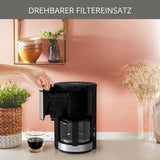 Ekspres do kawy Krups KM3210 Pro Aroma Plus, 10 filiżanek, 1,25 l, utrzymywanie ciepła przez 30 minut, widoczne okienko poziomu wody, system zapobiegający kapaniu, czarny z aplikacjami ze stali nierdzewnej