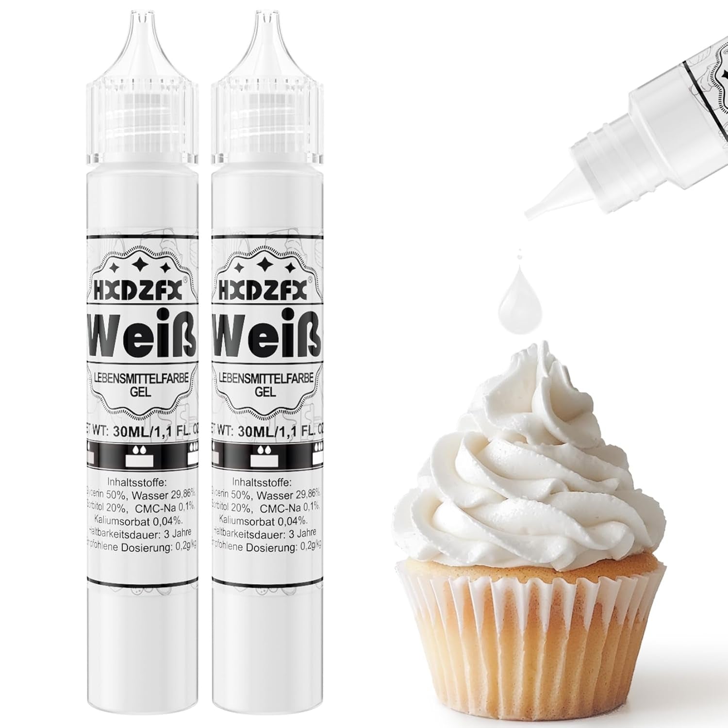 Barwnik spożywczy w żelu - HXDZFX 2×30ml, barwnik spożywczy bez cukru, silnie skoncentrowany, do dekoracji ciast, białej fondantu, makaroników, ciasteczek, wypieków, pisanek, śluzu (fiolet winogronowy)