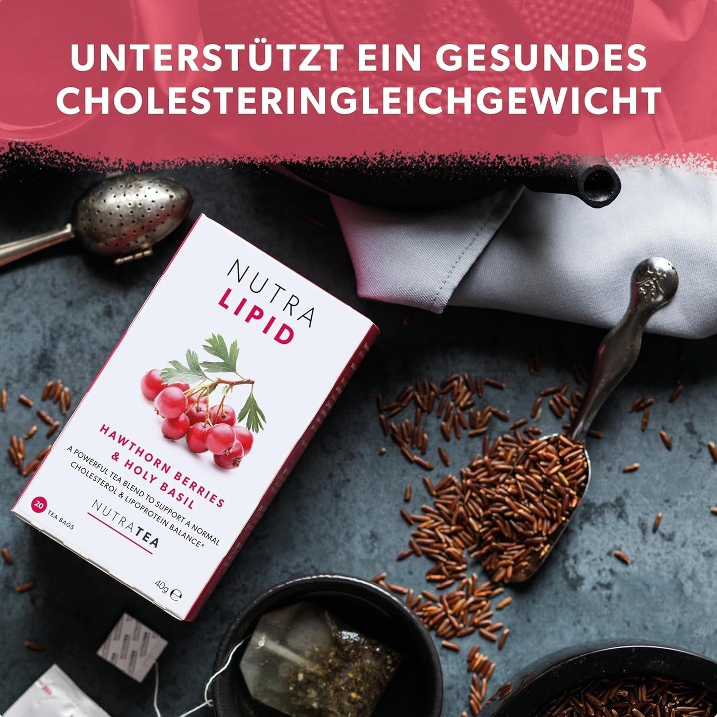 Nutra Tea NUTRALIPID, Herbata równoważąca poziom cukru we krwi Pomaga utrzymać poziom cukru we krwi, Herbata odchudzająca Poprawia metabolizm i może hamować apetyt, 20 torebek herbaty wielokrotnego użytku