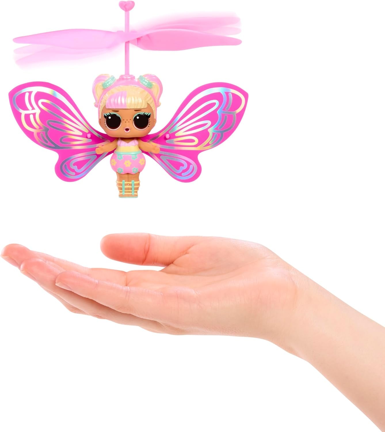 LOL niespodzianka! Magic Flyers Fairies Tots - Dziecko Kwiatów - Zawiera 1 lalkę i 1 magiczną różdżkę w opakowaniu w kształcie kwiatu, 2 sztuki do zebrania, Róża