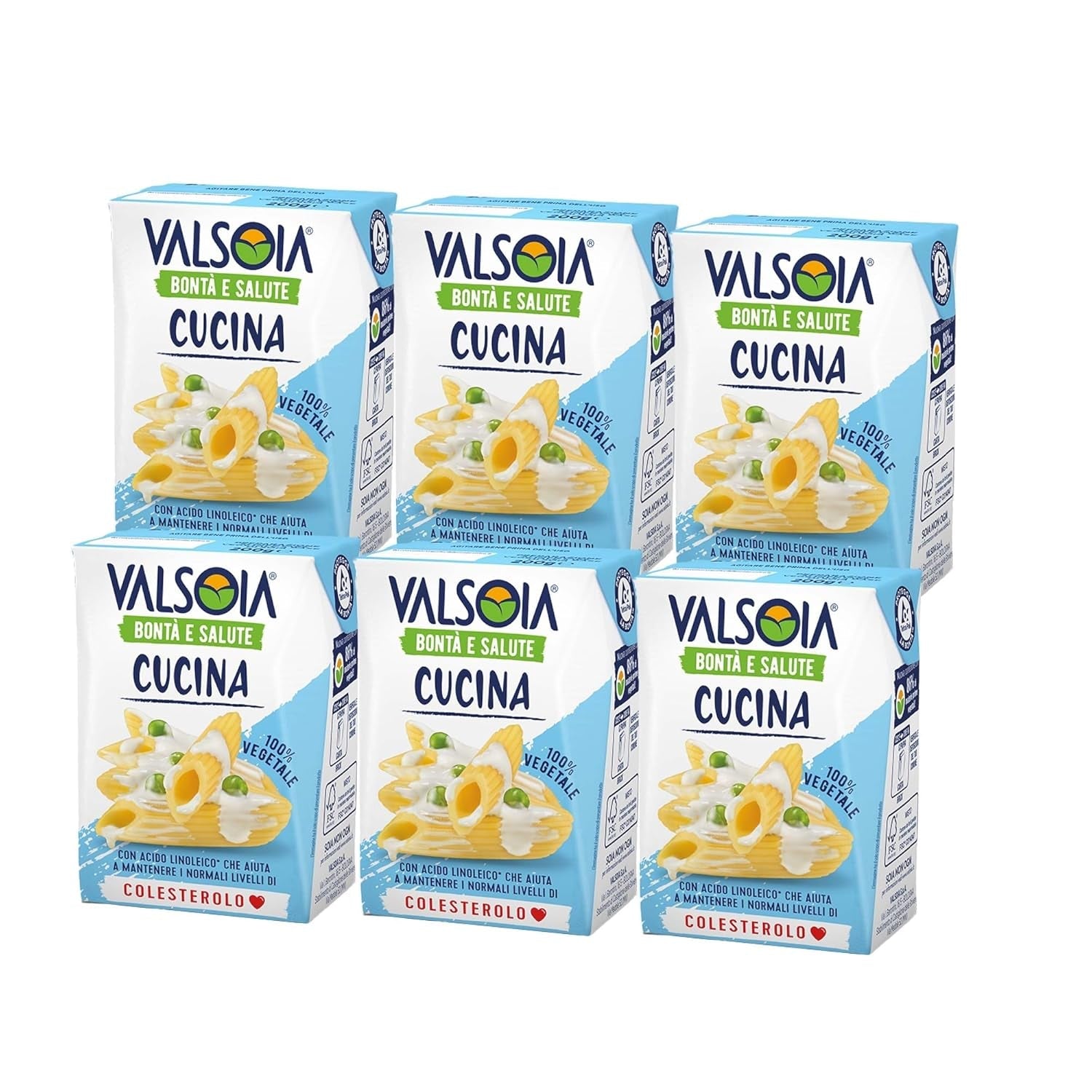 Condisoia krem, idealny krem ​​do gotowania dla osób z nietolerancją laktozy, wegan i wegetarian, wszechstronny w kuchni, 6 x 200 g
