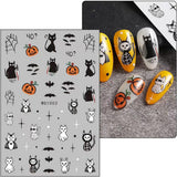 JMEOWIO Nagelsticker Halloween 8 Blatt Nail Art Naklejka Selbstklebend Nagelaufkleber Totenkopf Horror Geist Hexe Spinnennetz Fledermaus Kürbis Spukdekoration Nageldesign Zubehör