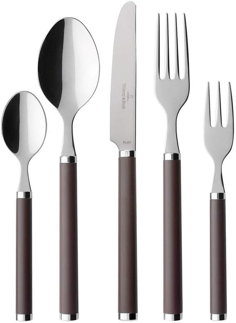 Sztućce Villeroy And Boch Play w kolorze czekoladowo-brązowym, dla maksymalnie 6 osób, 30 sztuk, stal nierdzewna, brązowy plastikowy uchwyt Kitchen Naty Shop