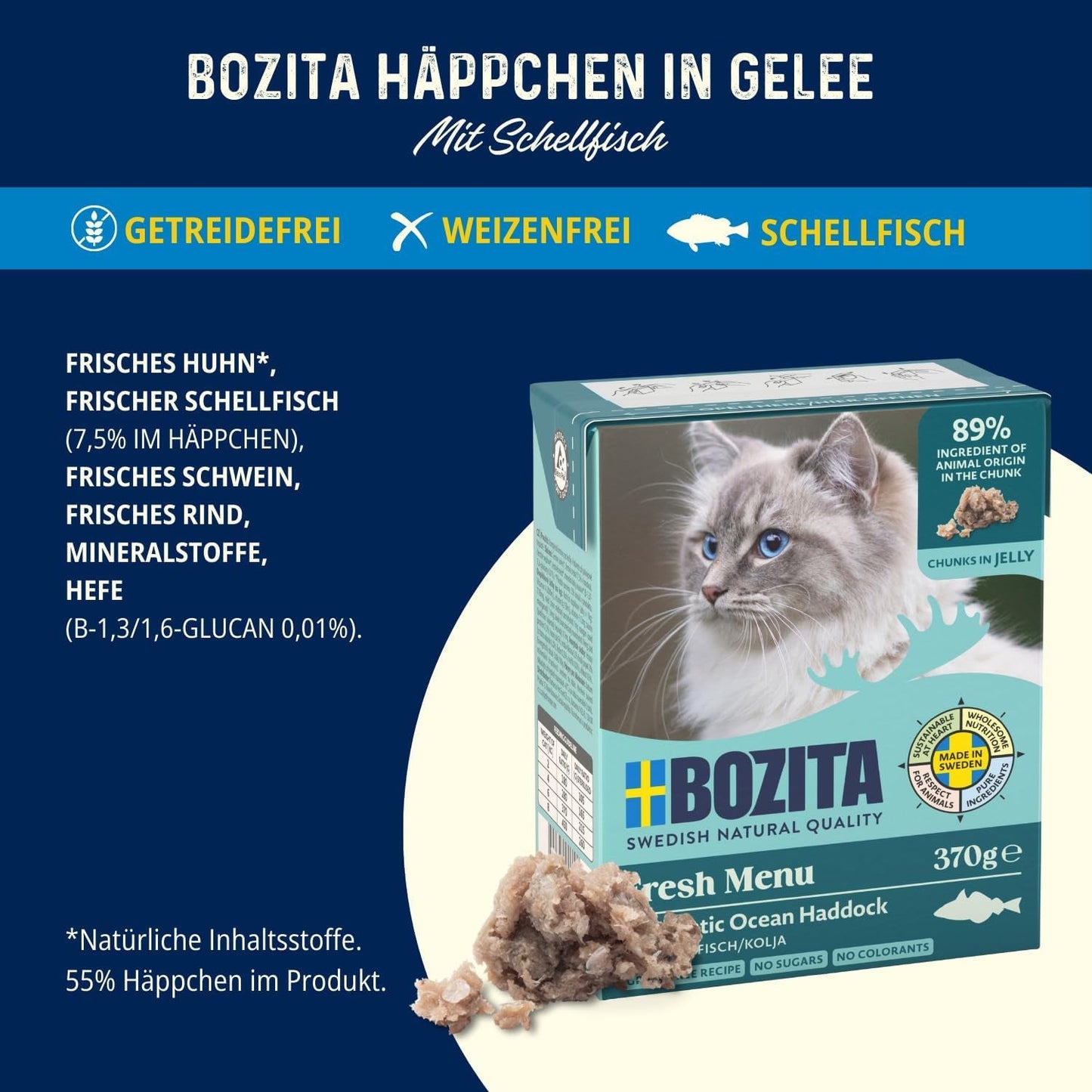 Bozita Tetra mokra karma z plamiakiem w galarecie - 6 x 370g bez zbóż, bez dodatku cukru i bez GMO karma dla kotów - zbilansowana, smaczna, z 7,5% białka i 5% tłuszczu