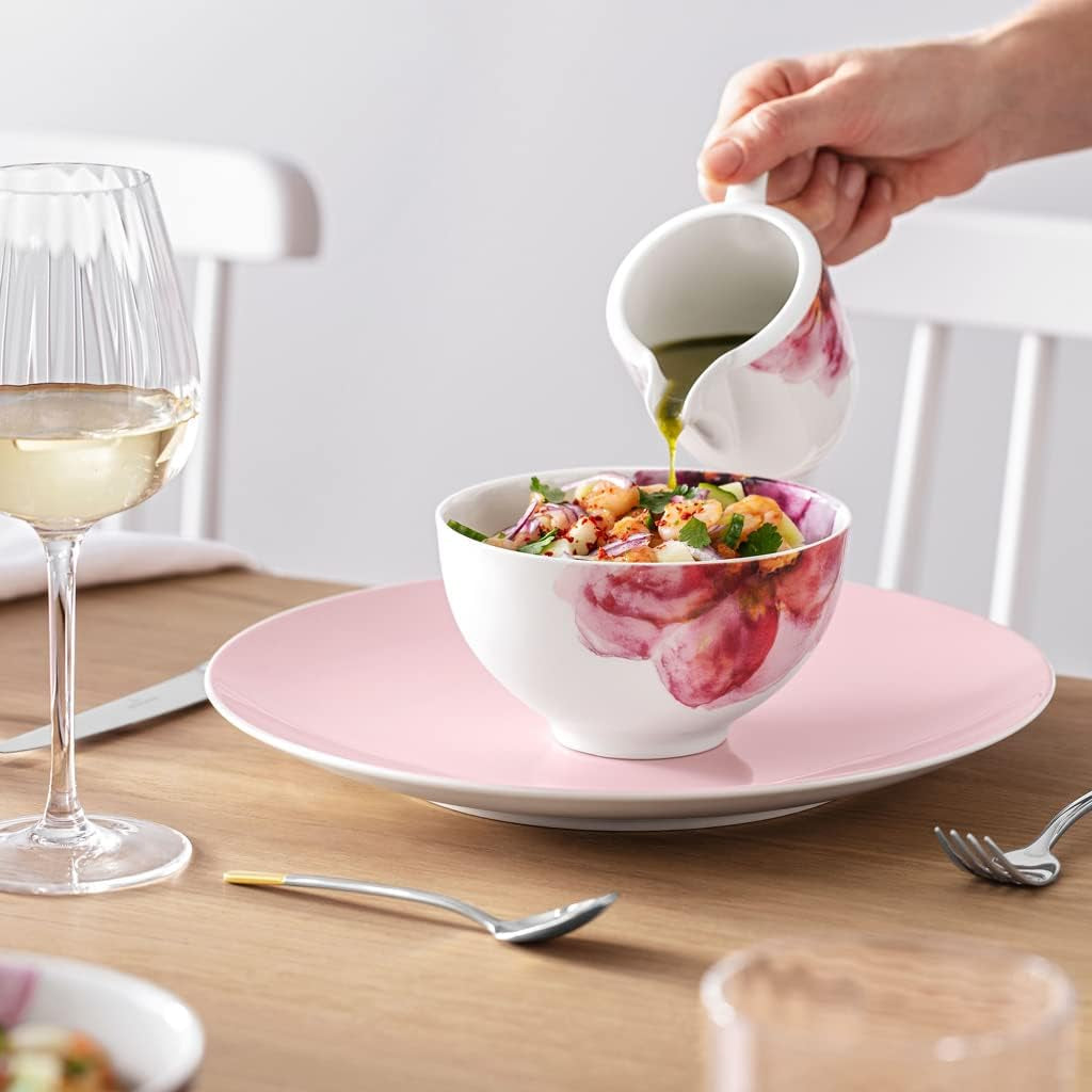 Villeroy & Boch - Kubek na mleko Rose Garden, 280 ml, Premium Porcelain, biały/różowy