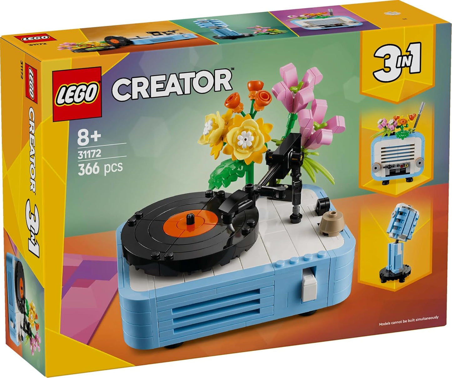 LEGO Creator Odtwarzacz płyt 3 w 1 z kwiatami - zabawka przekształcalna w radio lub mikrofon - zabawki muzyczne dla dzieci - kreatywny pomysł na prezent dla dziewcząt i chłopców od 8 lat 31172 Zestawy do budowania Besuche den LEGO-Store