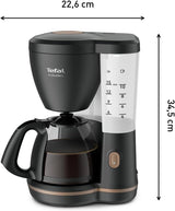 Ekspres do kawy Tefal Includeo z filtrem, Ekspres do kawy Niezwykle łatwy w obsłudze, Odpowiedni dla osób prawo- i leworęcznych, Automatyczne otwieranie pokrywy, 1,25 l, 10 do 15 filiżanek, CM533811