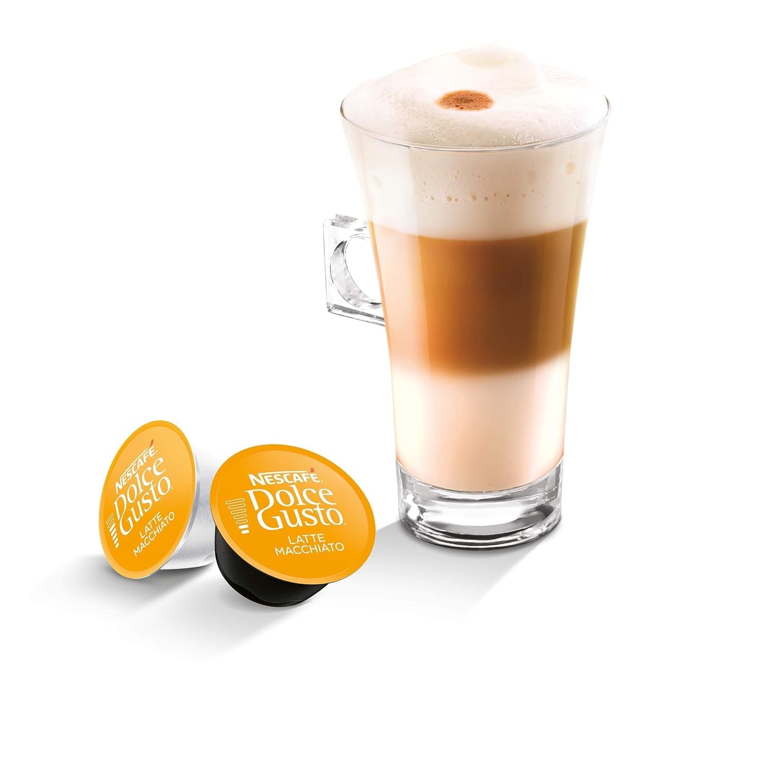 Latte Macchiato | 96 Kaffeekapseln i Latte Macchiato Karmel | 48 Kaffeekapseln | Mieszanka Arabiki Robusta | Feines Caramell Aroma und Leckerer Milchschaum