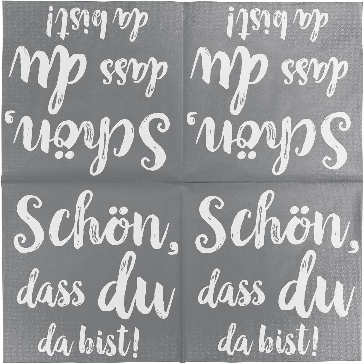 Serwetki koktajlowe HEKU „Schön Dass Du Da Bist”, 3 warstwy, 25X25 cm, 150 sztuk I Elegancki design I Idealne na uroczystości I Praktycznie zapakowane