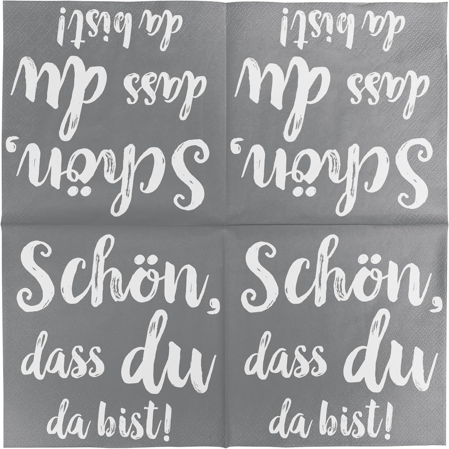 Serwetki koktajlowe HEKU „Schön Dass Du Da Bist”, 3 warstwy, 25X25 cm, 150 sztuk I Elegancki design I Idealne na uroczystości I Praktycznie zapakowane