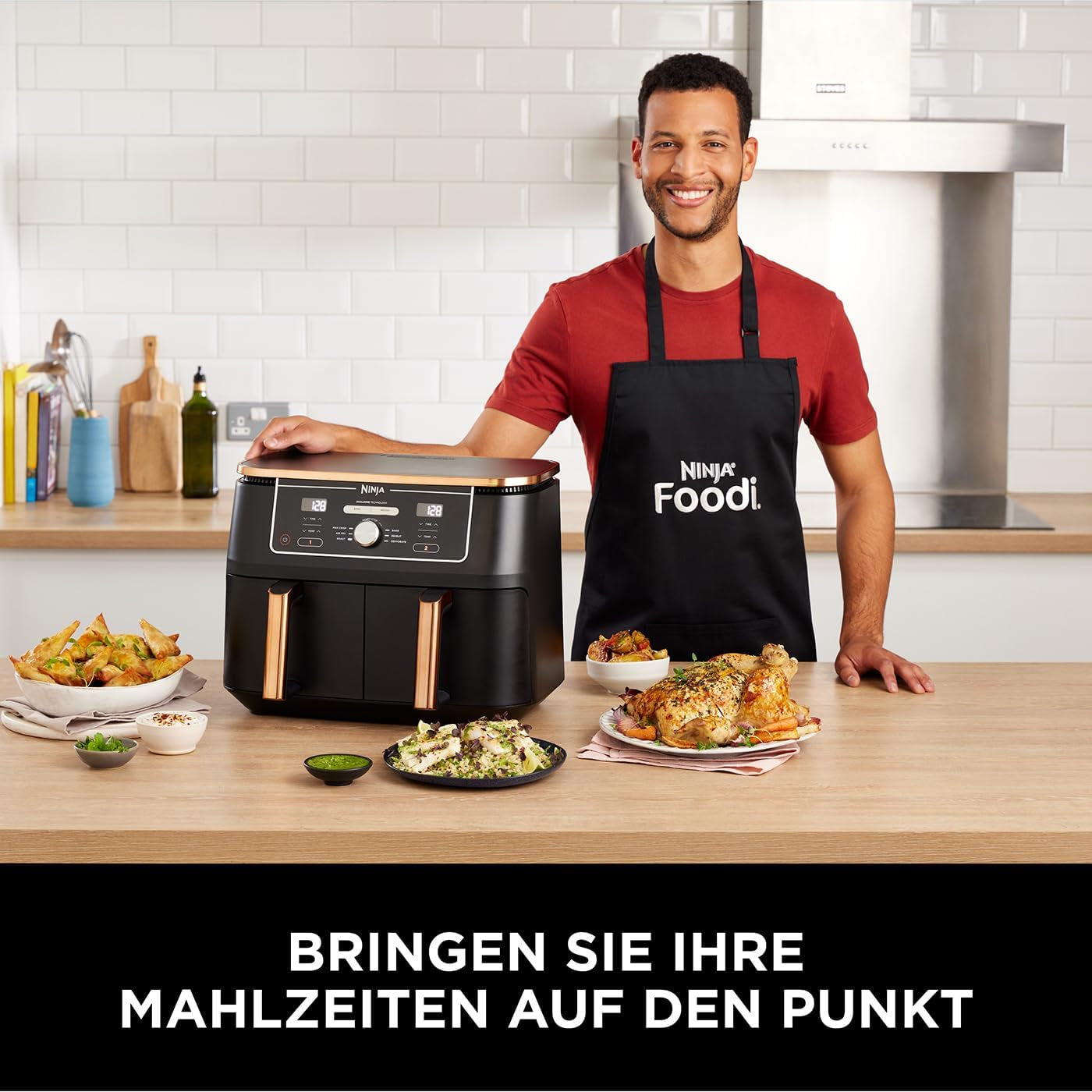Ninja Foodi AF400EUCP MAX Dwustrefowa frytkownica powietrzna, frytkownica 9,5 l, 2 komory, ze szczypcami, powłoka nieprzywierająca Sprzęt AGD Naty Shop