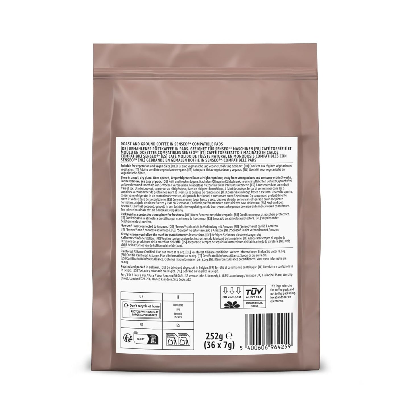 autor: Amazon Starke Pads, geeignet für Senseo-Maschinen, 36 Stück (1 Packung mit 36 ​​​​Stück) – Rainforest Alliance-zertifiziert
