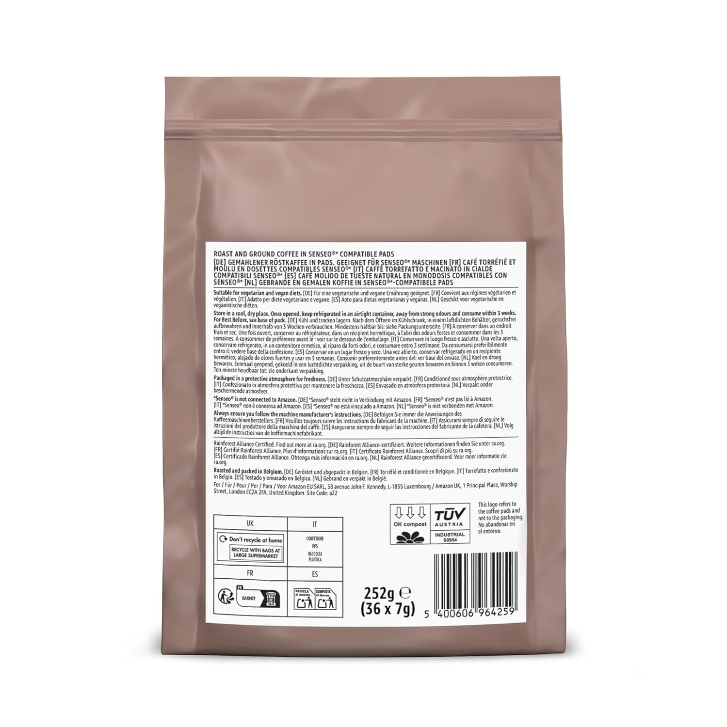 autor: Amazon Starke Pads, geeignet für Senseo-Maschinen, 36 Stück (1 Packung mit 36 ​​​​Stück) – Rainforest Alliance-zertifiziert