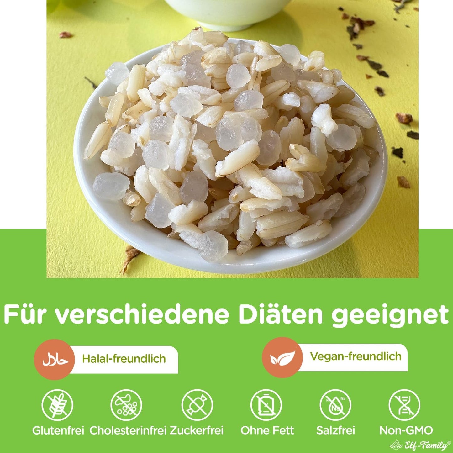 Rodzina Elfów Konjak Reis Thai Brauner Shirataki Bowl - [Diätbox für 1 Wo.] - Instant Jasmin Reis - Fertiggerichte für Mikrowelle - Natürlich Superfoods Mikronährstoffe - Vegan/Low Carb/Fettfrei - 6er Box