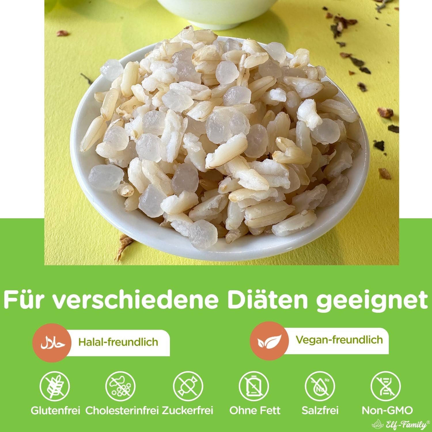 Rodzina Elfów Konjak Reis Thai Brauner Shirataki Bowl - [Diätbox für 1 Wo.] - Instant Jasmin Reis - Fertiggerichte für Mikrowelle - Natürlich Superfoods Mikronährstoffe - Vegan/Low Carb/Fettfrei - 6er Box