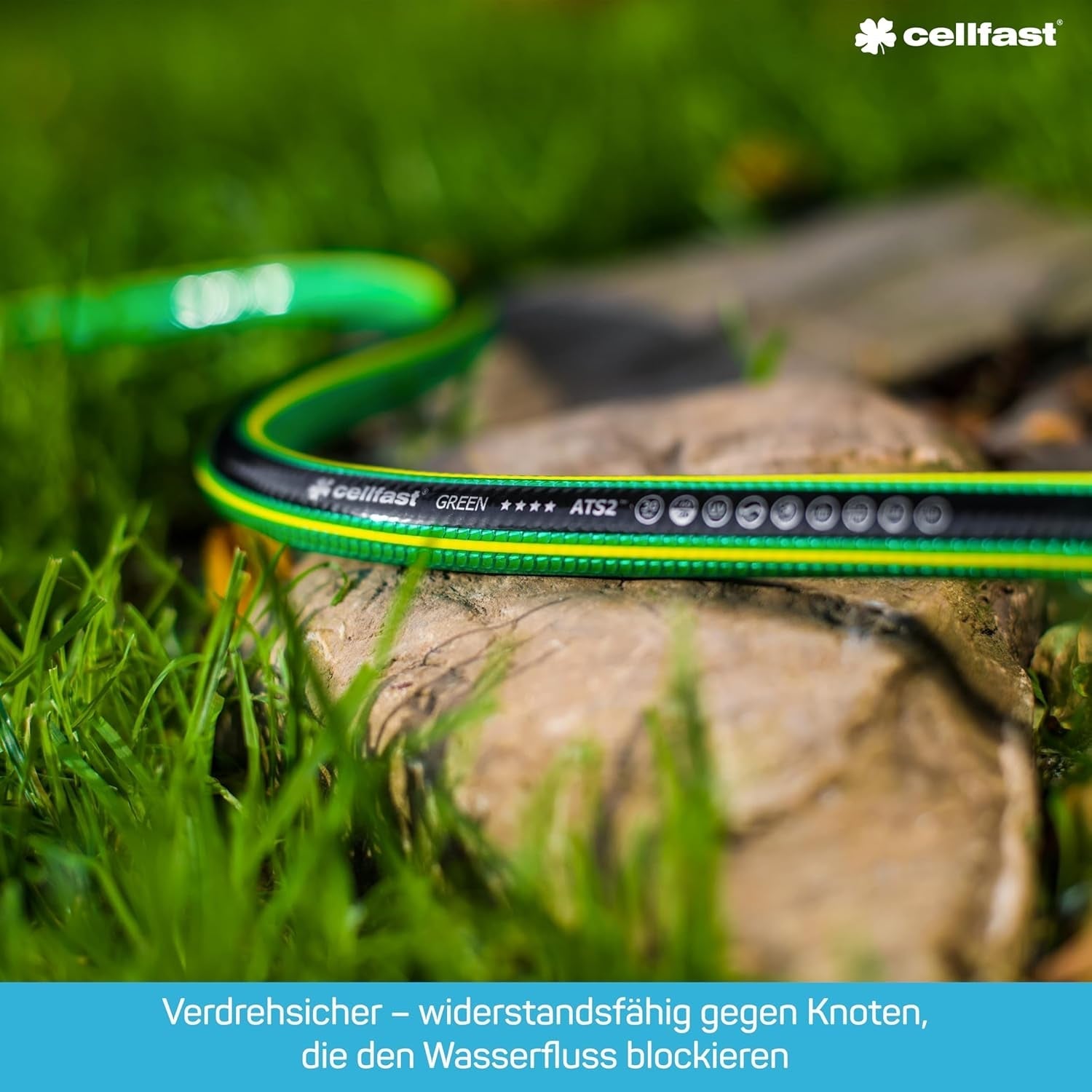 Wąż ogrodowy CELLFAST 5-warstwowy wąż wodny Podwójnie pleciony krzyżowy wąż do nawadniania Odporny na promieniowanie UV Przeciw glonom Elastyczny 30 barów 3,4 cala 50 metrów Zielony