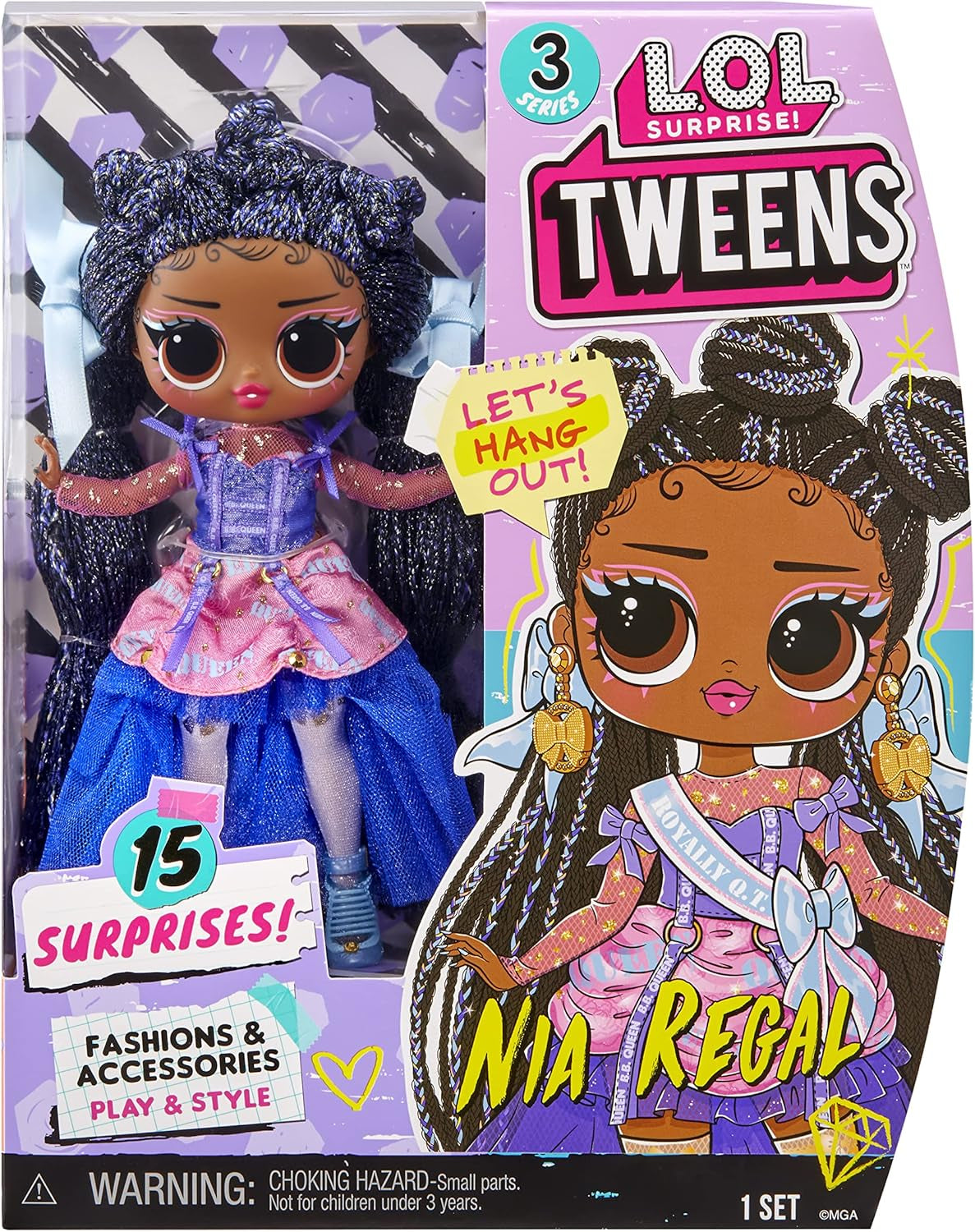 LOL niespodzianka! Tweens Fashion Doll Series 3 - Lalka NIA Regal 15 cm z niespodziankami: ekstrawaganckie stroje, akcesoria i nie tylko. Świetny prezent kolekcjonerski dla chłopców i dziewcząt w wieku 18+ 584087