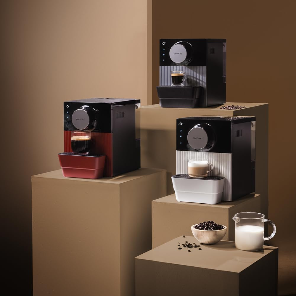 Kompaktowy ekspres do kawy Cecotec Cremmaet Cube, 1350 W, system prasowania 10 g, system wstępnego zaparzania, 19 bar, system termobloku, 5 stopni mielenia, dotykowy panel sterowania