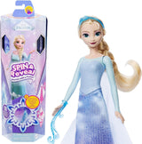 Mattel Disney Zestaw lalek Elsa Fashion Queen Ice, Spin & Reveal z 11 niespodziankami, w tym 5 akcesoriów, 5 naklejek i sceną do zabawy, inspirowany filmem Disneya, lalki HTG25 Naty Shop Zestaw lalek Elsa Fashion