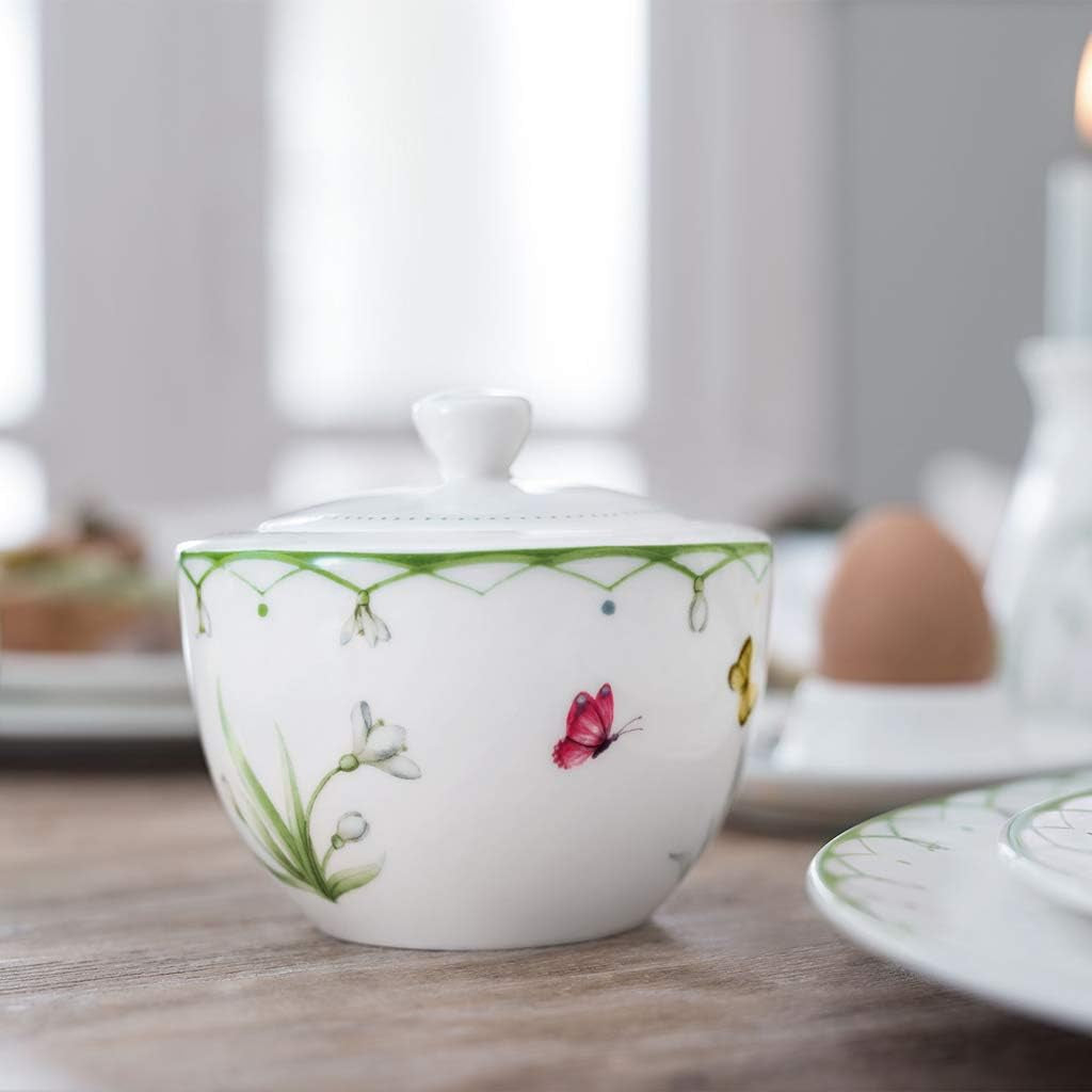 Villeroy & Boch – Kolorowa Wiosenna Zuckerdose 300 Ml Weiß/Bunt, Spülmaschinenfest, Mikrowellensicher, Dose Frühling, Deko Ostern, Oster Deko, Frischhaltedose, Vorratsdose, Premium Porzellan
