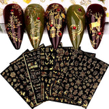 9 Blatt Nagelsticker Weihnachten Nagelaufkleber Selbstklebend Weiß Rentier Schneemann Nail Art Naklejka Dekoration Nageldesign Zubehör