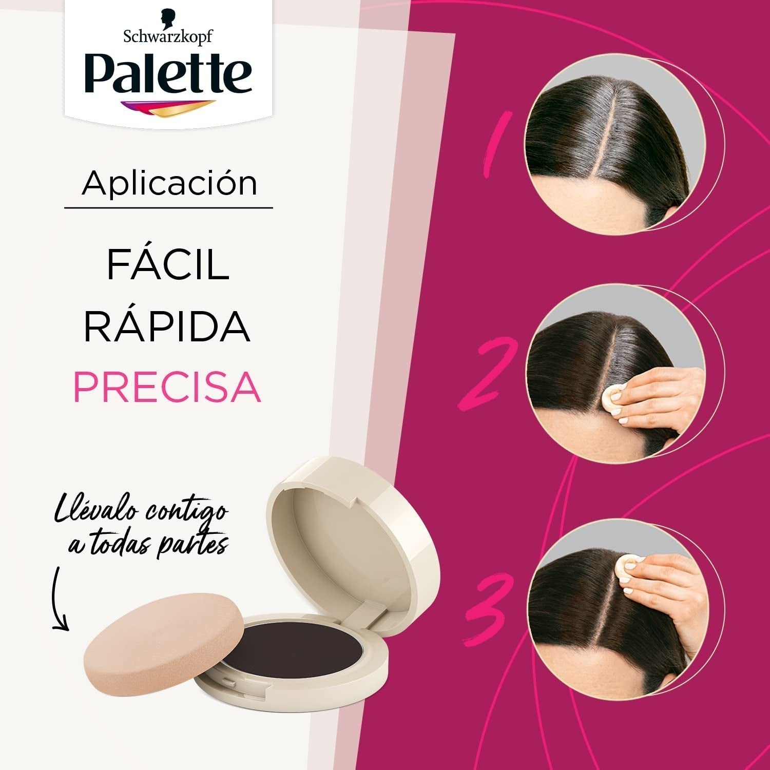 Palette Compact Root Retouch Retouch Root Powder, kompaktowy, kasztanowy brąz, 1 szt. Farba do włosów Naty Shop