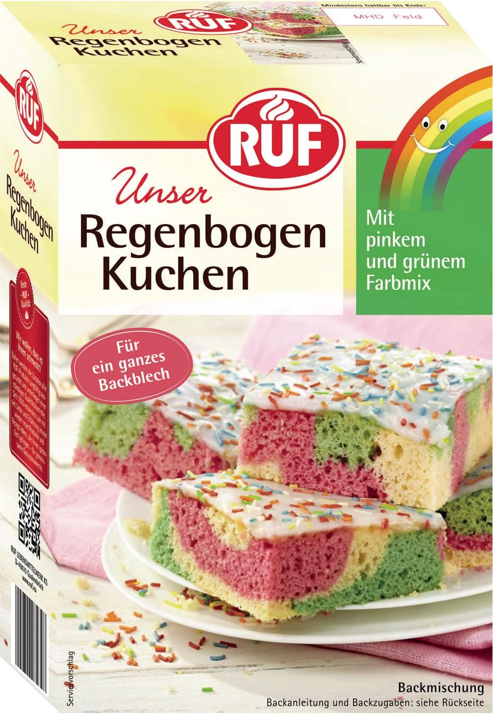RUF Mieszanka do ciast, różne kolory Glazury i dekoracje Naty Shop 840 gramów Rainbow Cake