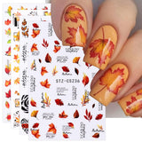 JMEOWIO Nagelsticker Herbst 9 Blatt Nail Art Naklejka Selbstklebend Nagelaufkleber Kürbis Ahornblatt Erntedankfest Dekoration Nageldesign Zubehör