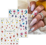 JMEOWIO Nagelsticker Blume 10 Blatt Nail Art Naklejka Selbstklebend Nagelaufkleber Frühling Letnia dekoracja kwiatowa Nageldesign Zubehör