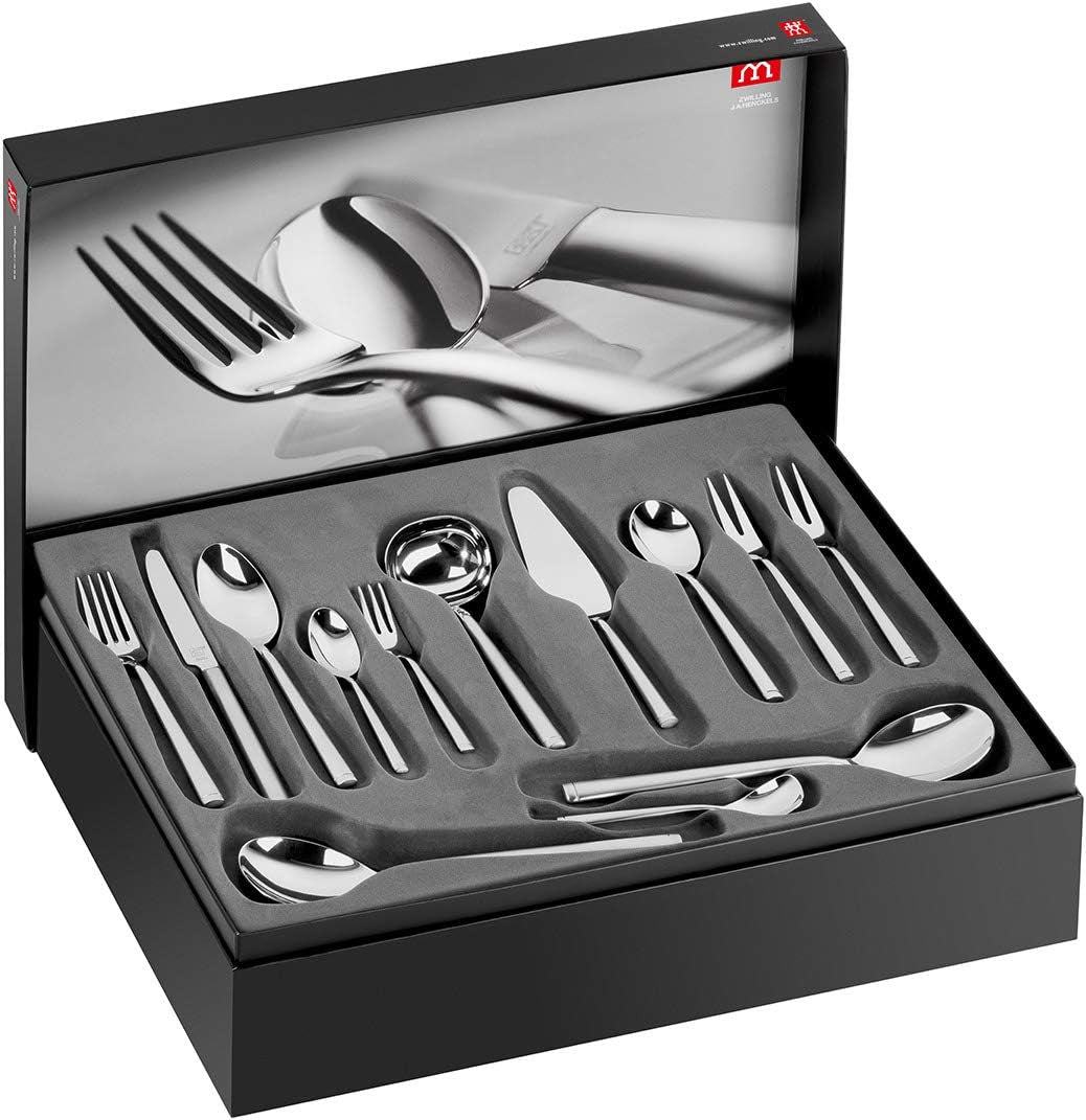 Zestaw sztućców ZWILLING Senses, 68 sztuk, porcja dla 12 osób, stal nierdzewna 18/10/ostrze premium, matowe wykończenie, srebro Naty Shop Silver