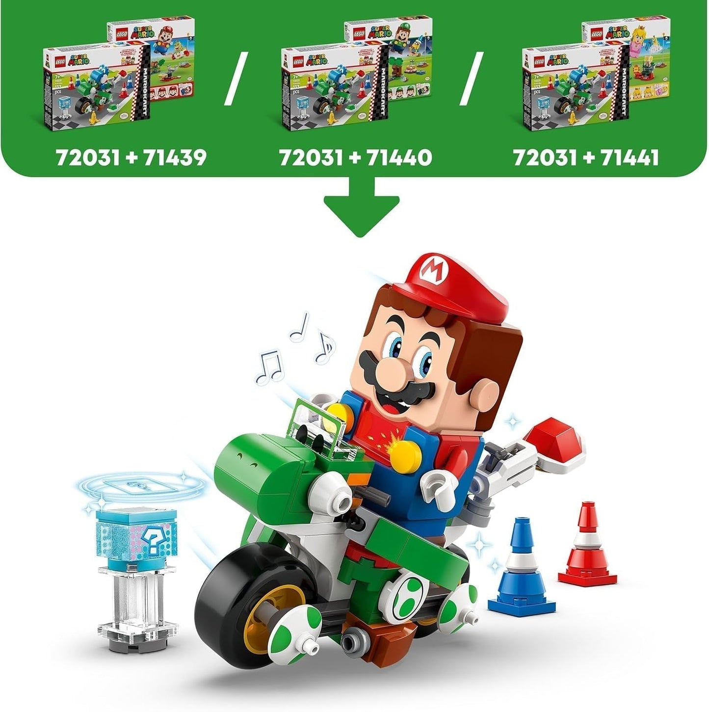 LEGO Super Mario: Mario Kart - Rower Yoshi, zestaw kolekcjonerski Nintendo Adventure, prezent dla dzieci, chłopców, dziewcząt i graczy w wieku 7+, zestaw figurek Yoshi 72031 Zestawy do budowania Kup w sklepie LEGO