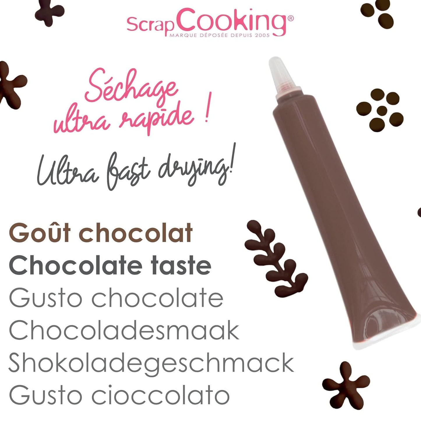 Scrapcooking - Długopis brązowy czekoladowy - Czekoladowy cukier do pisania 25 g - Jadalny dekoracyjny długopis cukrowy - Pisanie i rysowanie - Etykietowanie Fondant, Lukier, Ciasta - 6801