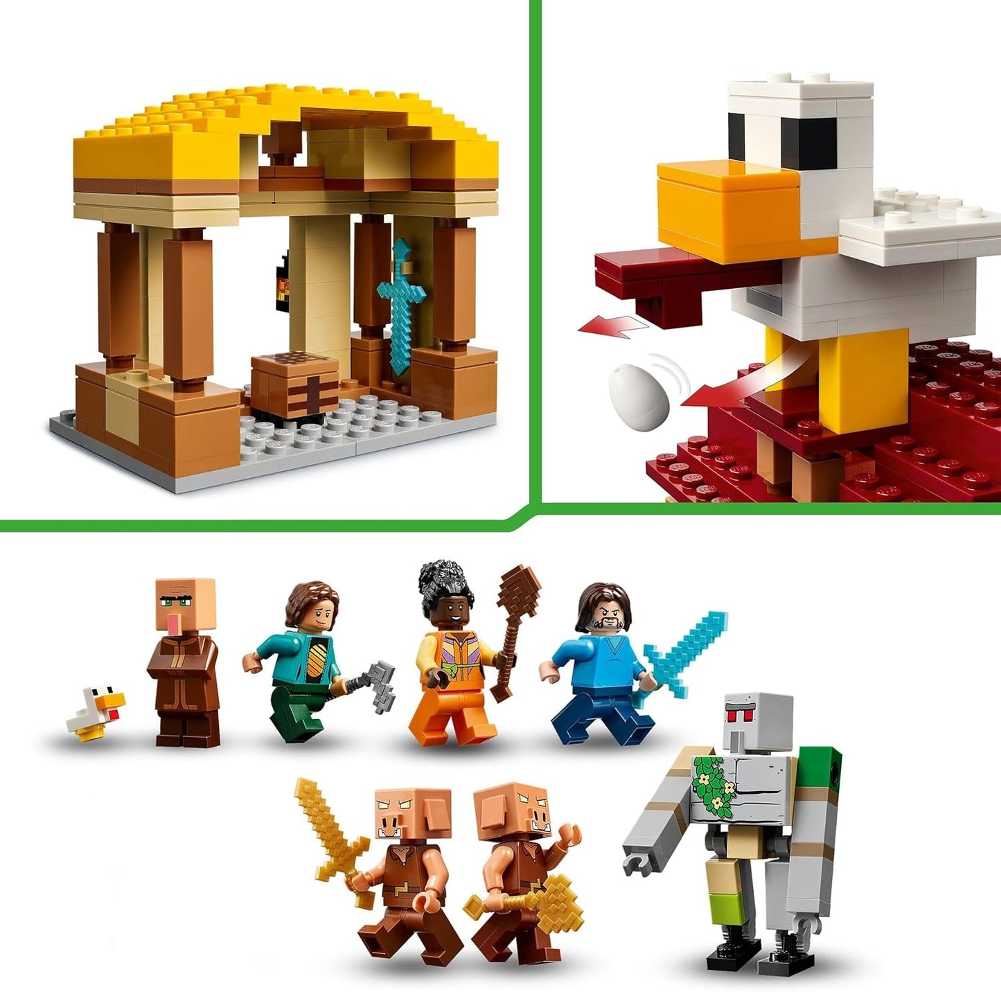 LEGO Minecraft Atak balonem duchów — zabawka dla graczy dla dzieci — gra wideo do budowania z domem, kurczakiem i golemem — gadżety filmowe dla chłopców w wieku od 10 lat — 21273 Zestawy do budowania Szukaj w sklepie LEGO