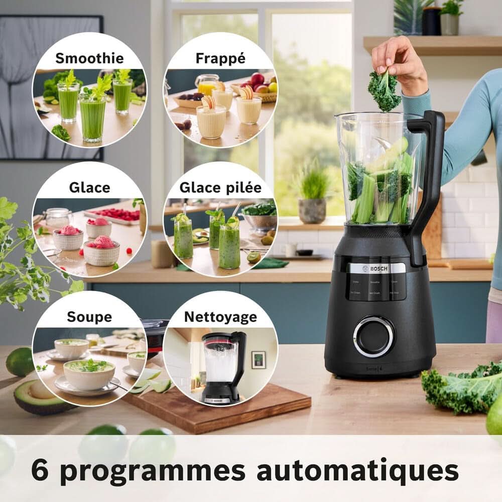 Mikser stojący Vitapower, seria 6, 1800 W, 6 programów, Prospeed Klingen, Tritan™-Krug, Schwarz, MMB6652B Kitchen Naty Shop