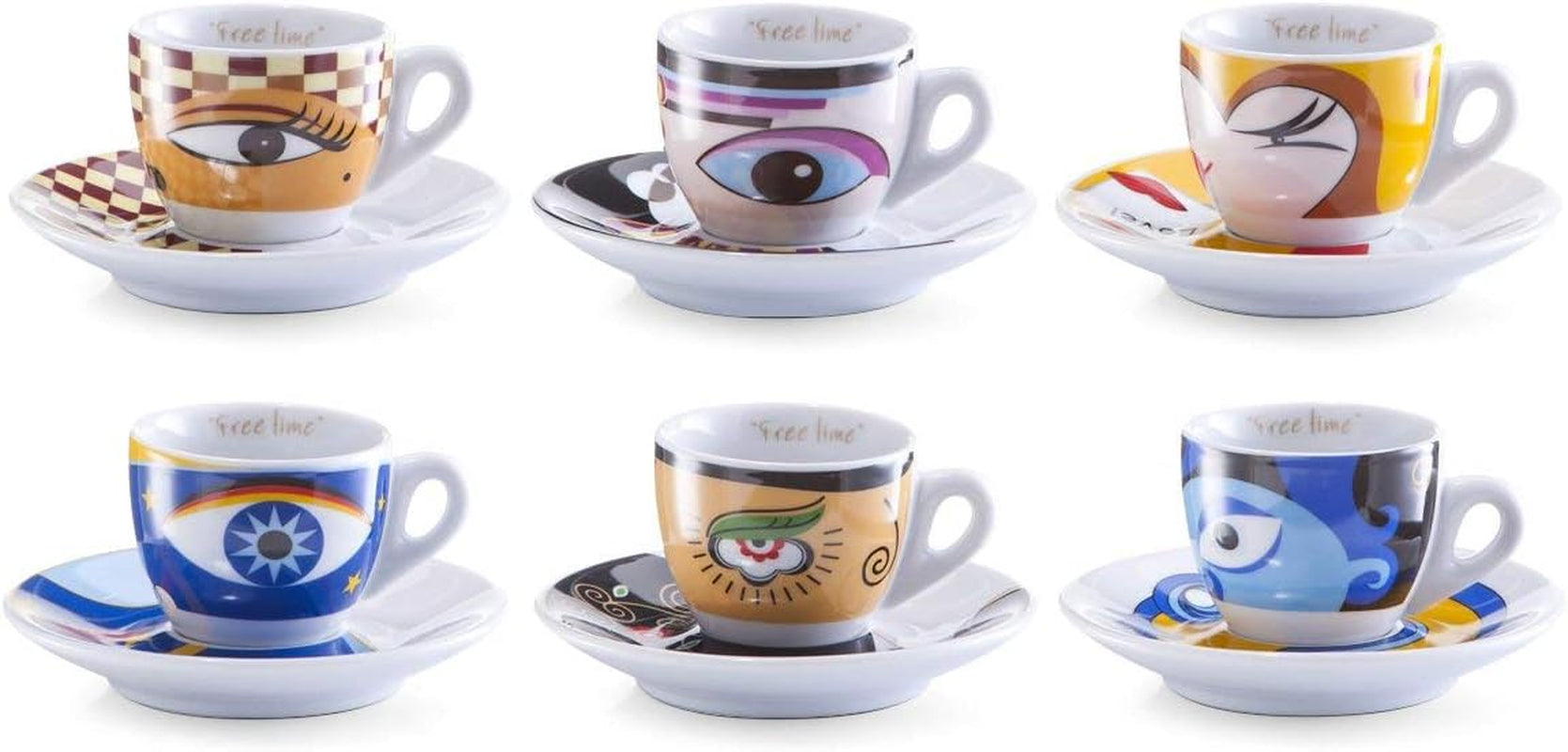 Zeller 26510 Zestaw filiżanek do espresso, 12 elementów, magiczne oczy, biały