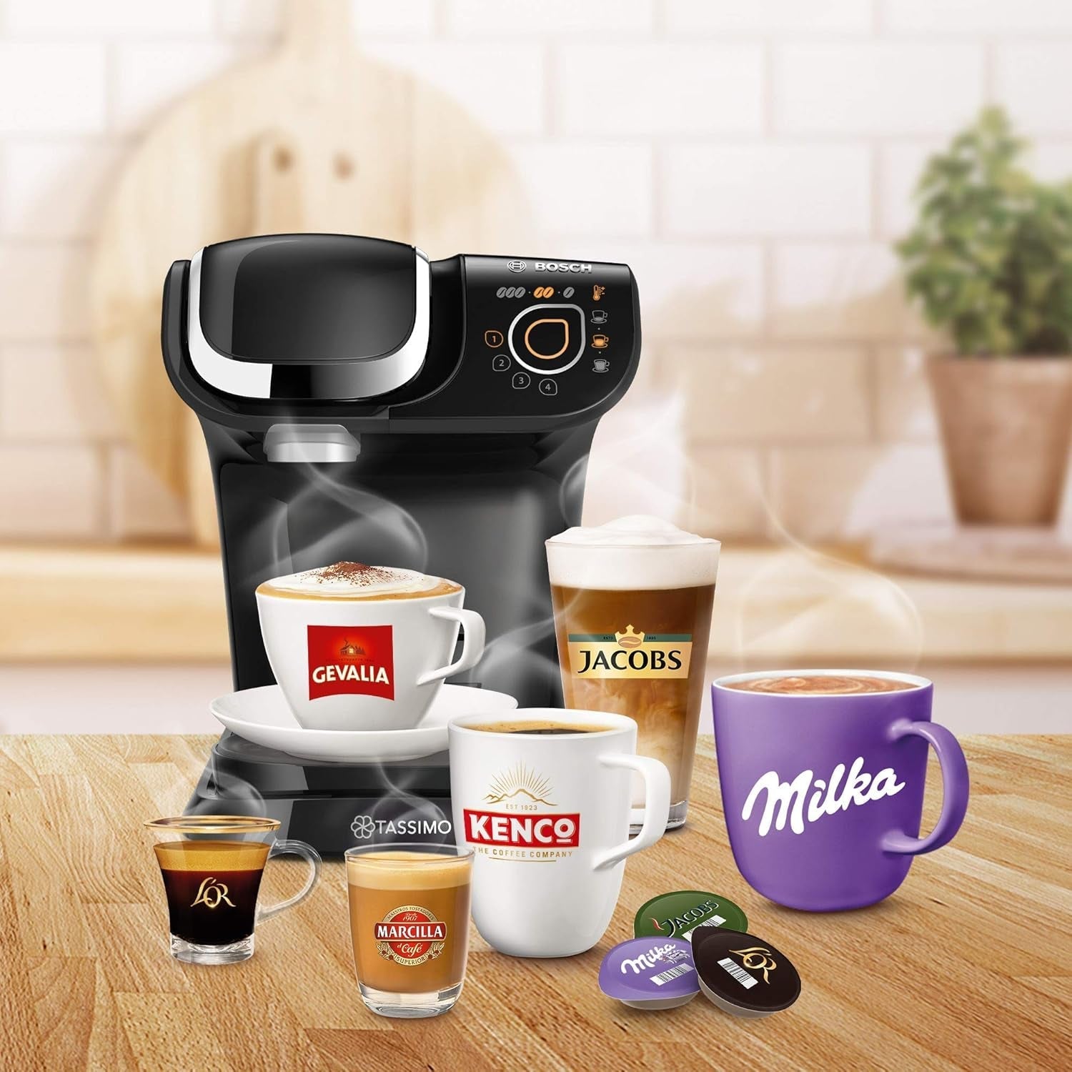 Ekspres do espresso Tassimo My Way z 2 kapsułkami TAS6502 z filtrem wody, ponad 70 napojów, personalizacja napojów, różnorodność kaw, łatwe parzenie, 1500 W, czarny