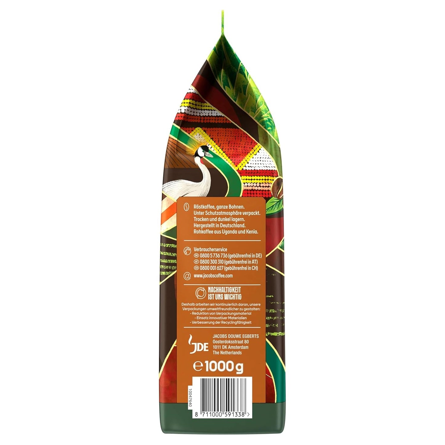 Jacobs Origins Kawa ziarnista z Ugandy i Kenii, pełne espresso z pikantną nutą, moc 8/10, kawa ziarnista, 1 kg