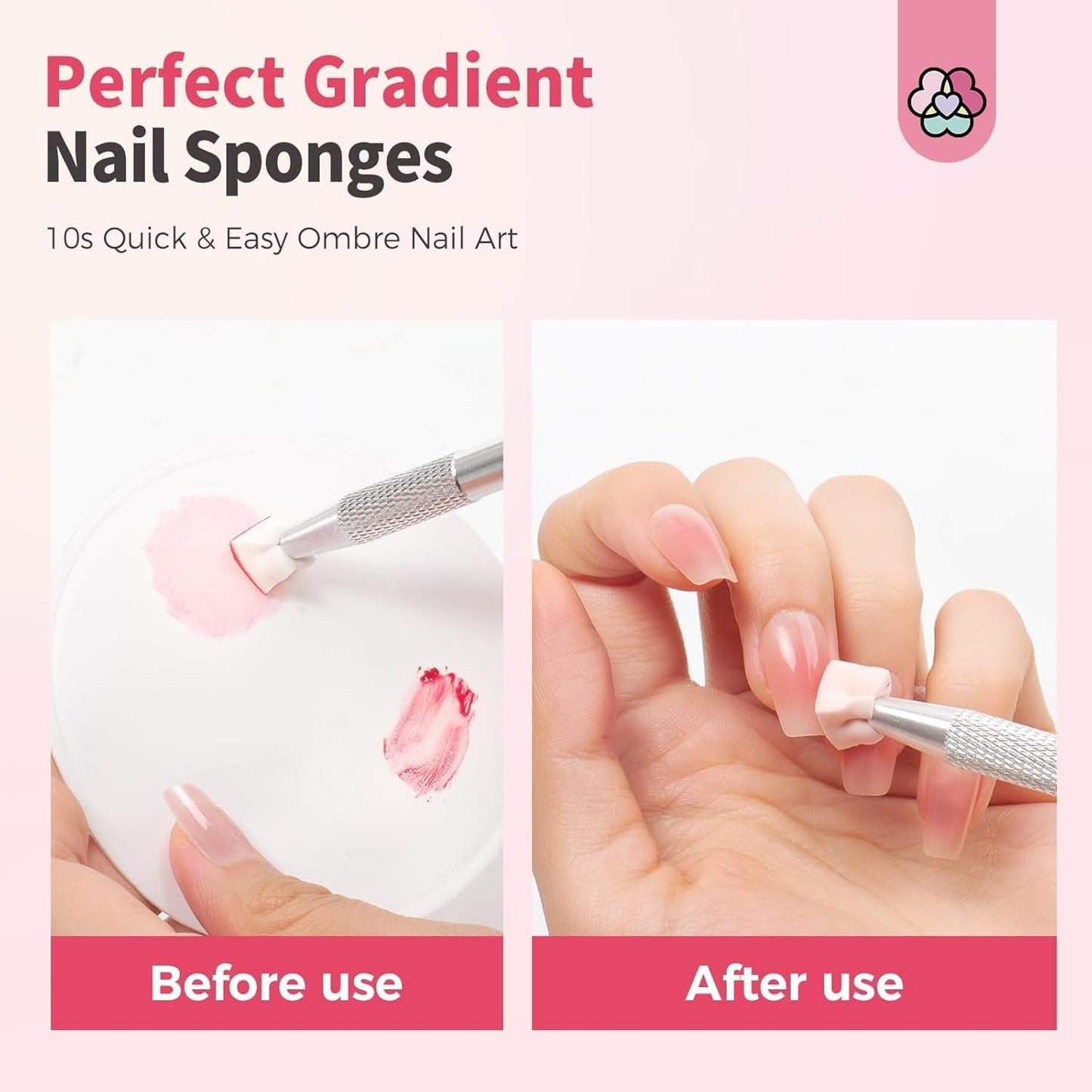 125 Nail Art Schwämme Und 4 Krallen Nail Gąbka Metallgreifer Für Ombre i Gradient Nageldesign, Nagelkunst-Schwamm Pinsel, Maniküre Zubehör Für Nägel, Nail Art Schwämme Für Babyboomer Effekte DIY