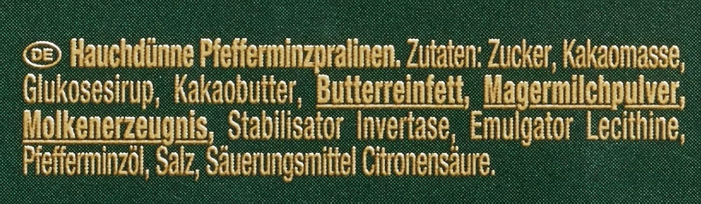NESTLÉ AFTER EIGHT Cienkie kwadraty z ciemnej czekolady z nadzieniem miętowym dla koneserów Opakowanie 5 sztuk (1 x 200g)