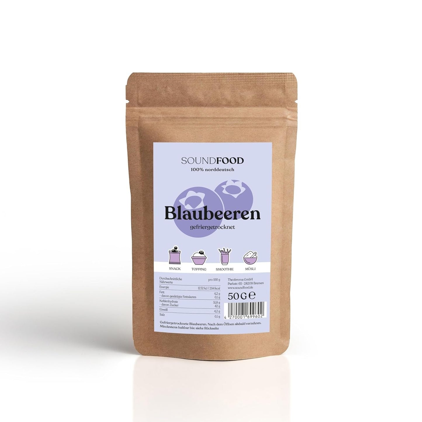 Jagody | liofilizowane jagody całe z Niemiec | regionalny = 100% Niemcy Północne | zbiory 2024, 40 g Naty Shop produkty suszone 40 G