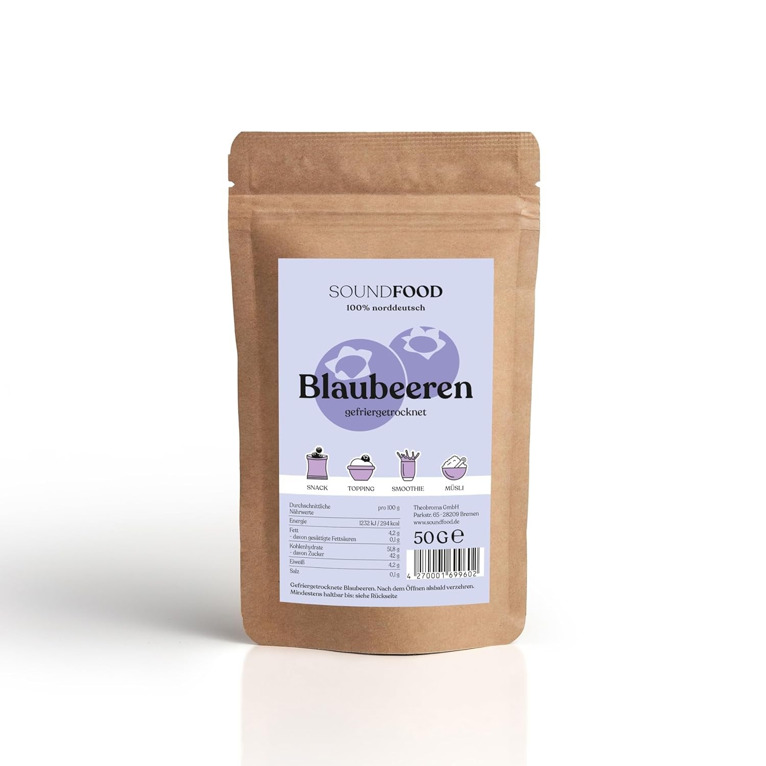 Jagody | liofilizowane jagody całe z Niemiec | regionalny = 100% Niemcy Północne | zbiory 2024, 40 g Naty Shop produkty suszone 40 G