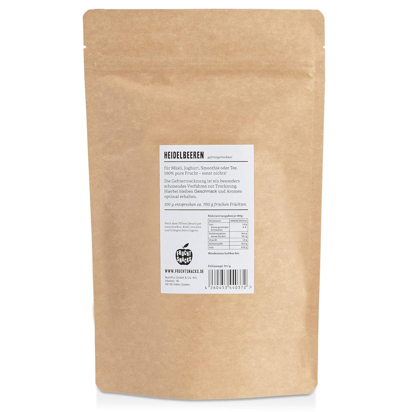 Borówki liofilizowane: 100g suszonych borówek uprawnych do koktajli, musli, posypki do owsianek - Jagody liofilizowane bez dodatku cukru - NutriPur Borówki liofilizowane Produkty odwodnione Naty Shop