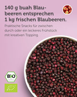 Borówki liofilizowane organiczne BUAH® | Borówki liofilizowane organiczne bez dodatku cukru | 100% owoców liofilizowanych (wegańskie, bezglutenowe, bez laktozy) | Idealna przekąska (140g) Naty Shop produkty suszone