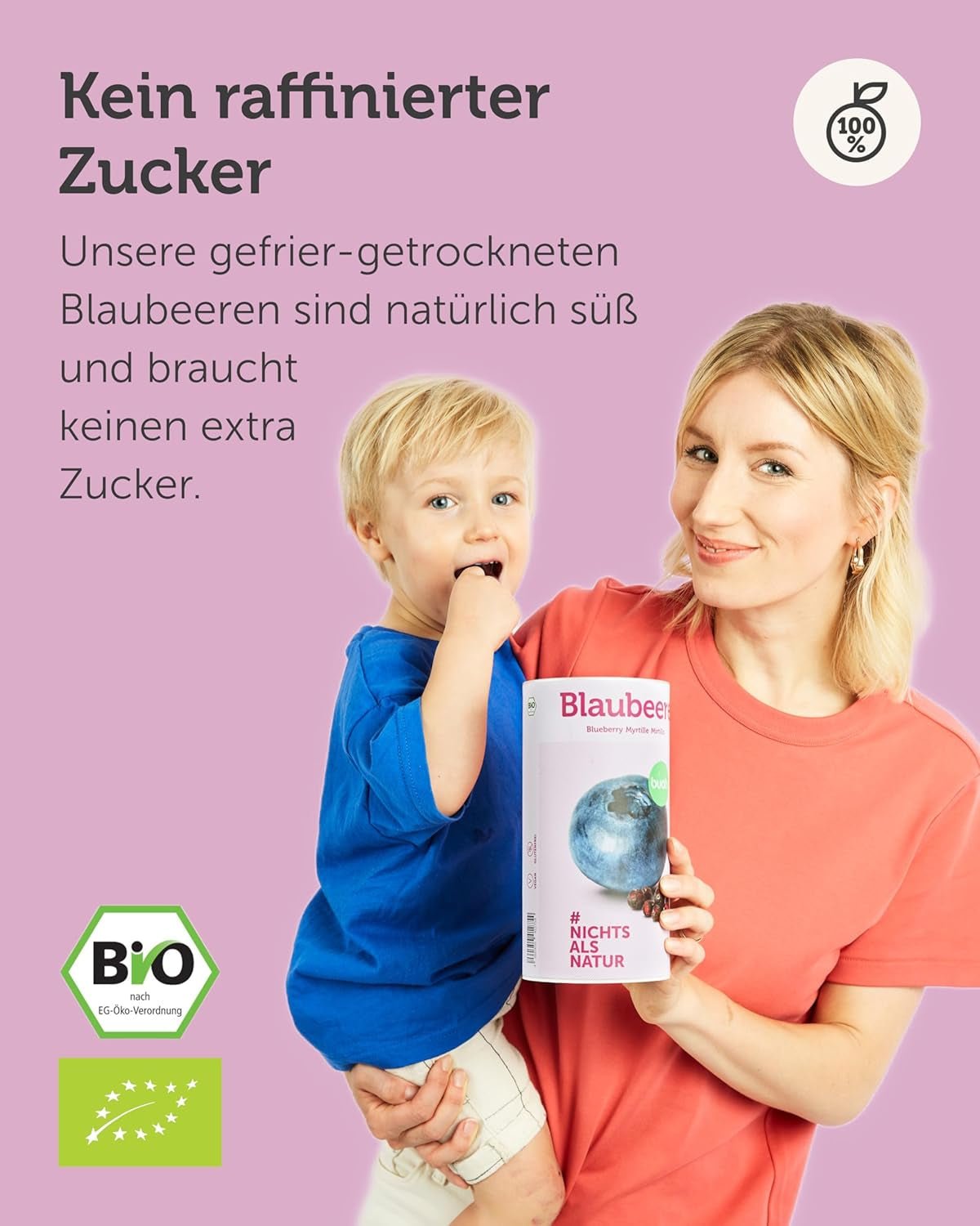 Borówki liofilizowane organiczne BUAH® | Borówki liofilizowane organiczne bez dodatku cukru | 100% owoców liofilizowanych (wegańskie, bezglutenowe, bez laktozy) | Idealna przekąska (140g) Naty Shop produkty suszone